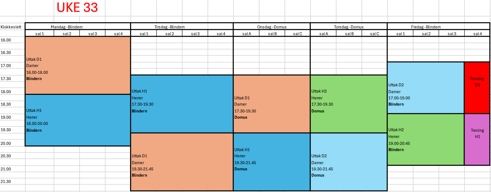 Dette er tidene for uttak! / Here is the tryout schedule!